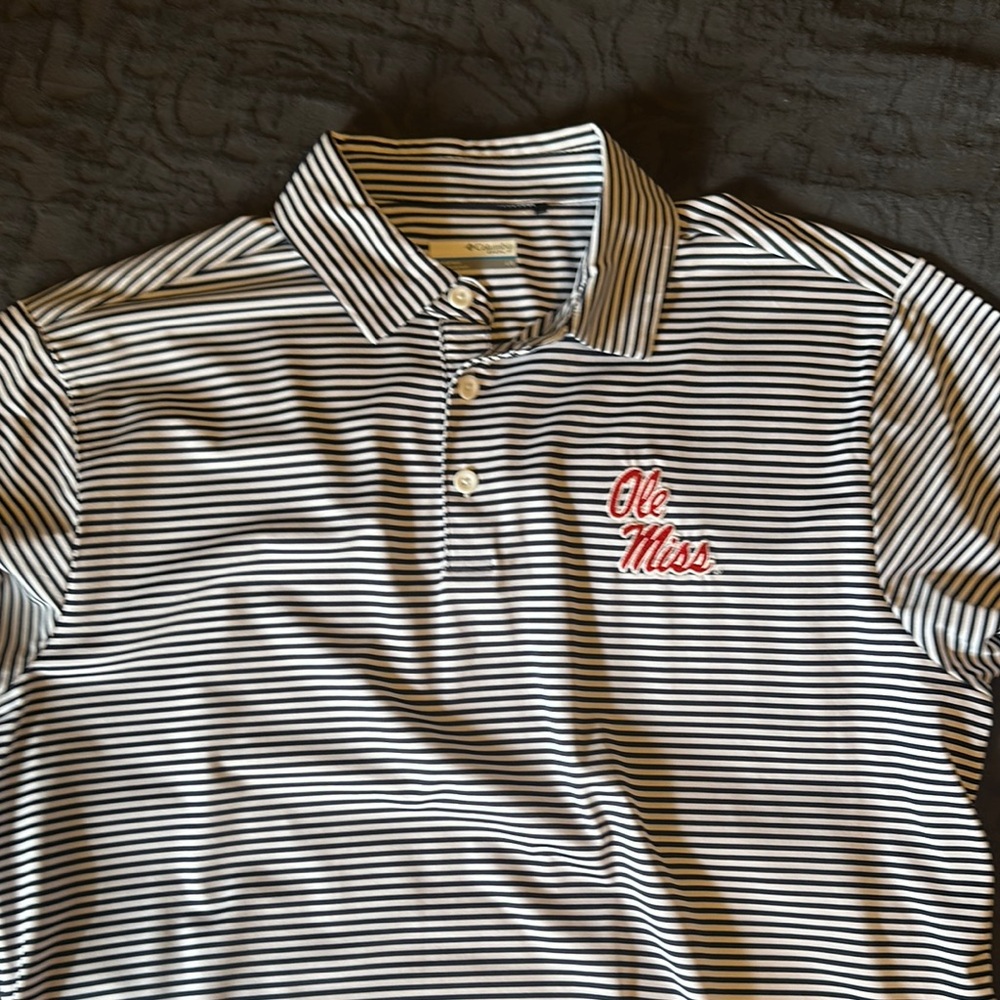Striped Polo Shirt with Ole Miss Embroidery